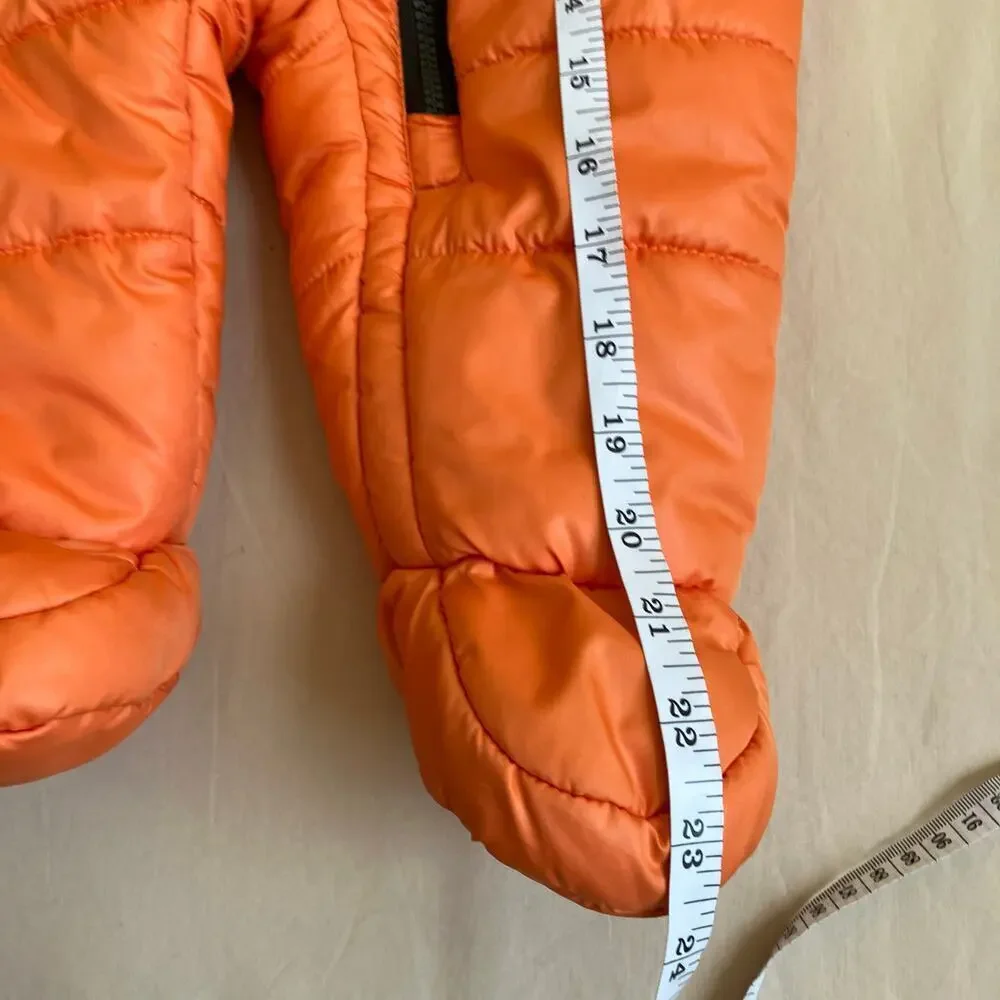 Carter’s Baby Sz 6-9mo Puffer Bunting Hooded Snowsuit Orange Brown Zip-up Warm